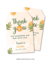 Orange Baby Shower Thank You Tags